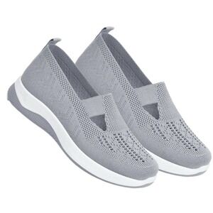 Women'S Woven Orthopedic Breathable Soft Shoes Go Walking Slip on Diabetic Foam‎